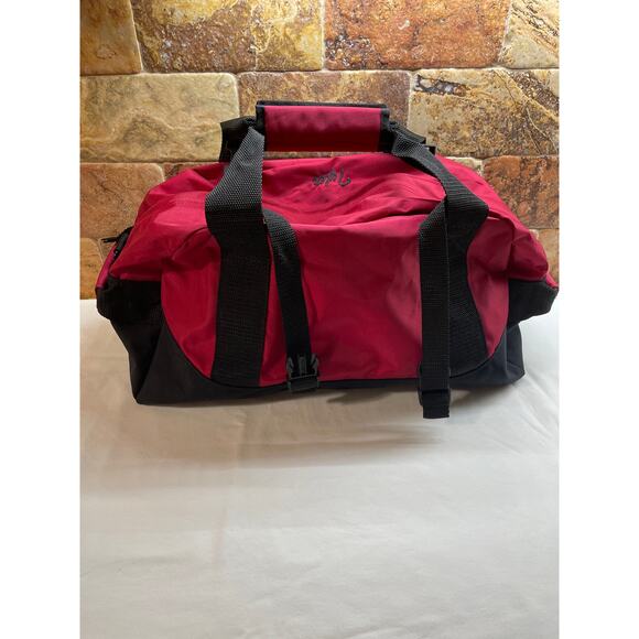 L.L.Bean Duffle Bag Red & Black Nylon Travel Gym Tote Tyler Name Embroidered - Picture 3 of 9